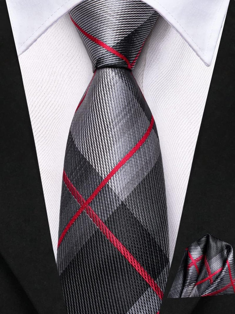 Dubulle Ties for Boys Self Tie Silk Paisely Striped Kids Necktie and Pocket Square Set for Age 8-11 - Image 4